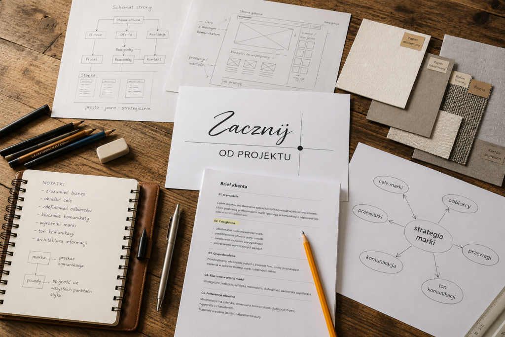 kreatywna makieta, projekt Zacznij od projektu Projektowanie stron internetowych i branding