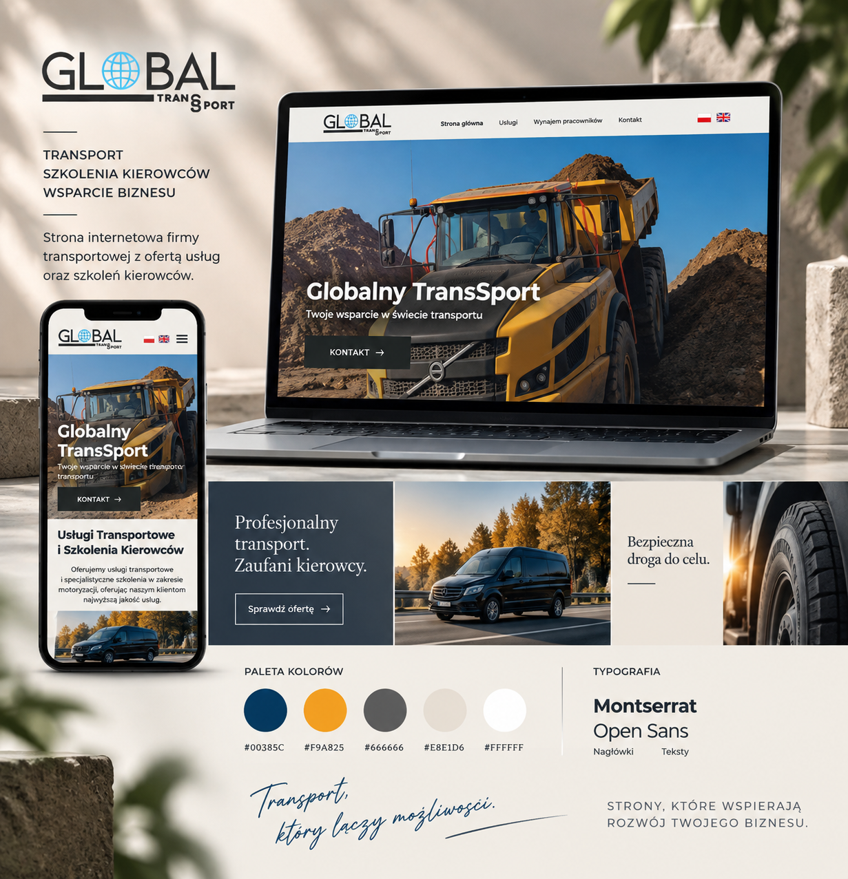 Projekt strony internetowej Global TransSport – strona firmowa z podziałem usług