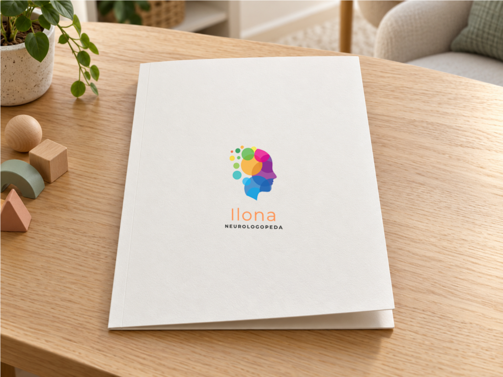Ilona Neurologopeda – wizualizacja logo na teczce Ilona Neurologopeda – wizualizacja logo na teczce